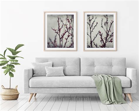 grey and burgundy wall art